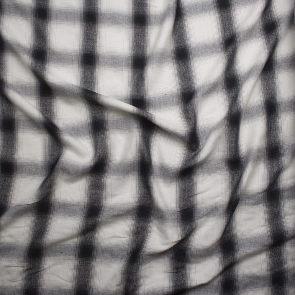 Black and White Lightweight Flannel Shirting  Fabric By The Yard - Wide shot