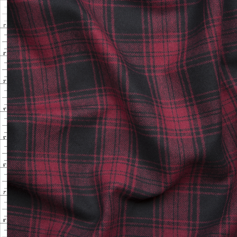 Red and Black Plaid Flannel Fabric By The Yard