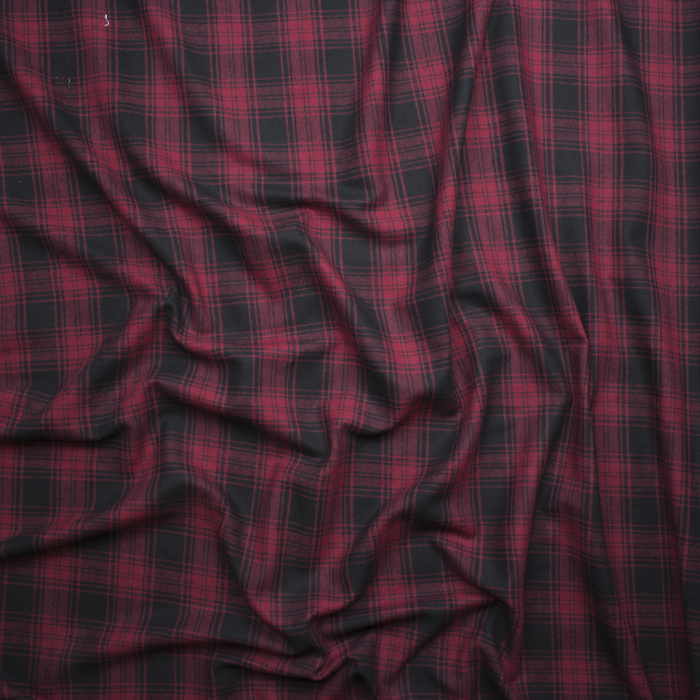 Red and Black Plaid Flannel Fabric By The Yard - Wide shot