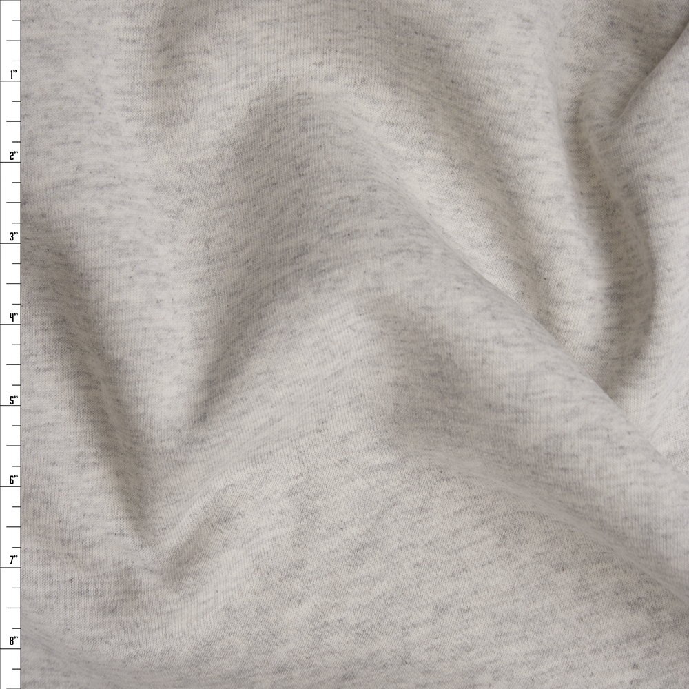 Ivory Grey Heather Midweight Sweatshirt Fleece Fabric By The Yard