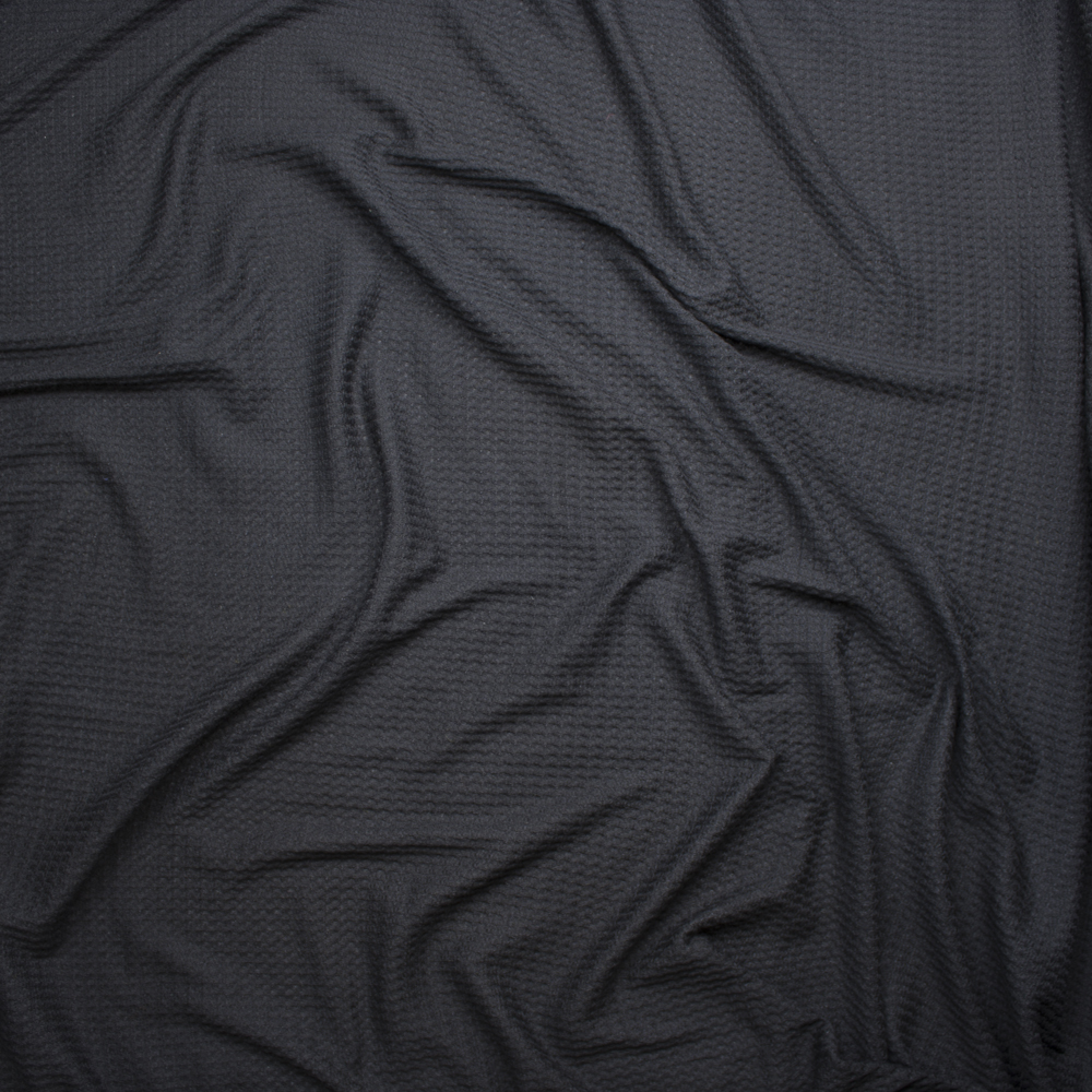 Black Brushed Soft Waffle Sweater Knit Fabric By The Yard - Wide shot