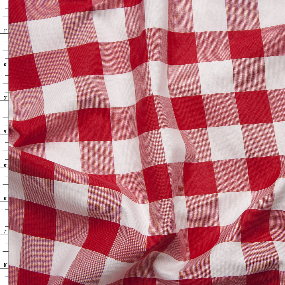 Red 1” Carolina Gingham by Robert Kaufman Fabric By The Yard - Wide shot