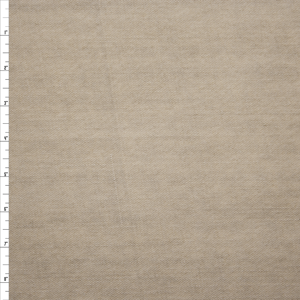 Oatmeal Heavyweight Textured Washed Denim Fabric By The Yard - Wide shot