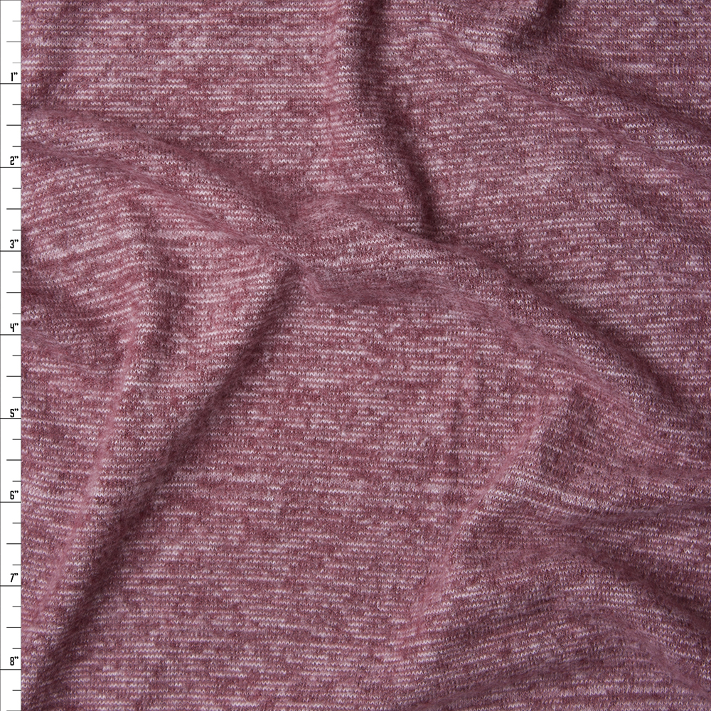 Pink and Wine Lined Stretch Brushed Sweater Knit Fabric By The Yard
