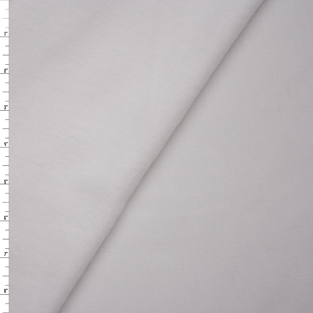 White Lightweight Sweatshirt Fleece Fabric By The Yard