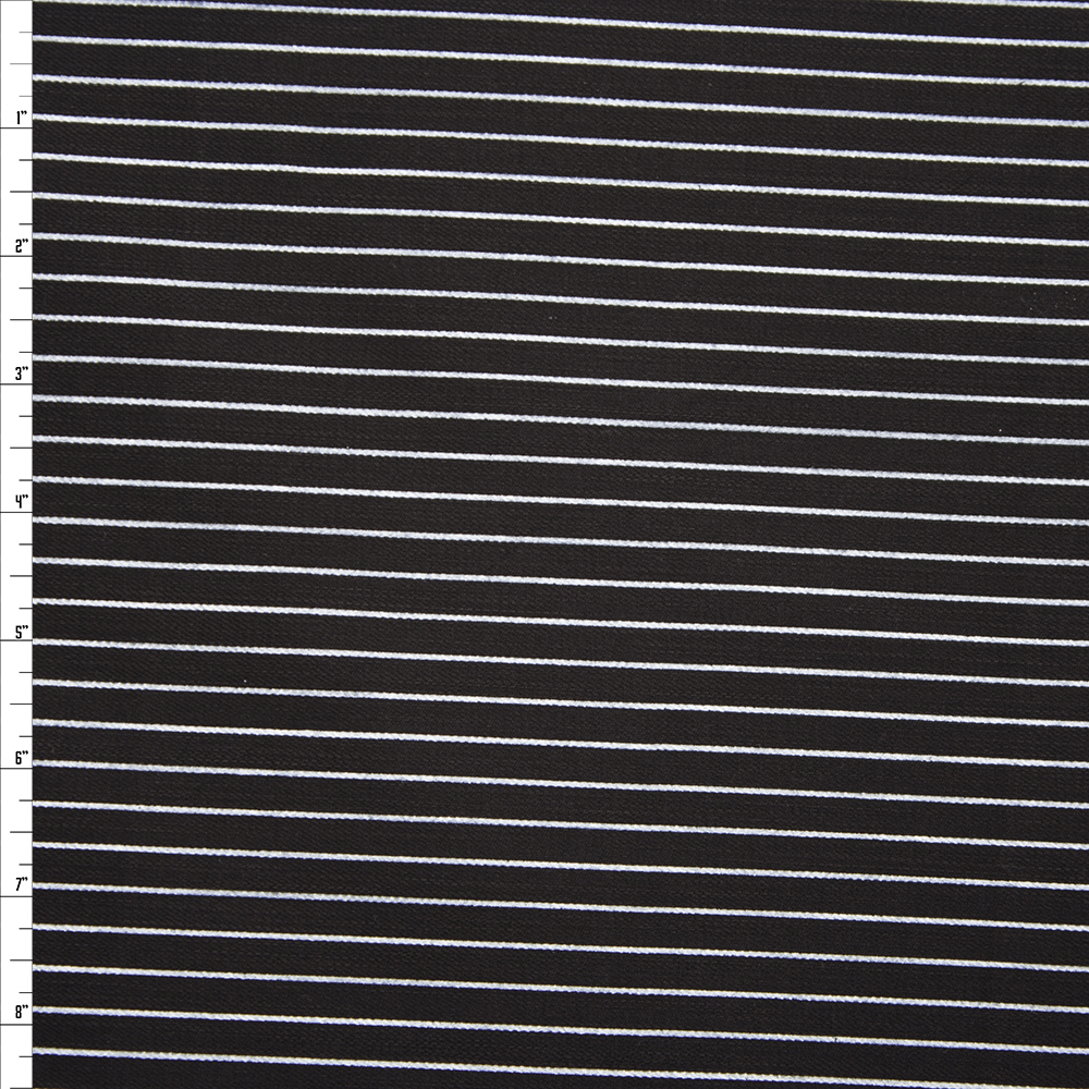 White on Black Vertical Pinstripe Stretch Twill from ‘Hudson Jeans’ Fabric By The Yard