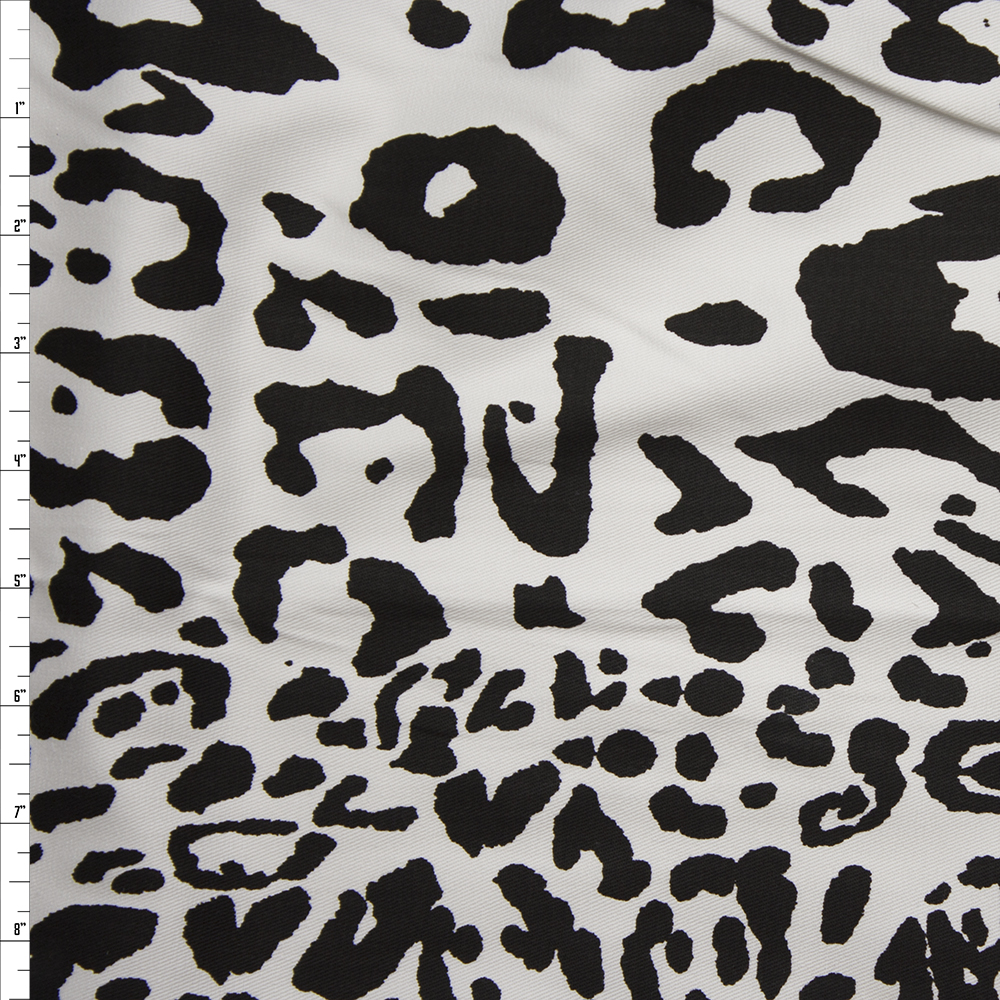 Black and White Small and Large 50/50 Leopard Print Stretch Lightweight Twill from ‘Hudson Jeans’ Fabric By The Yard