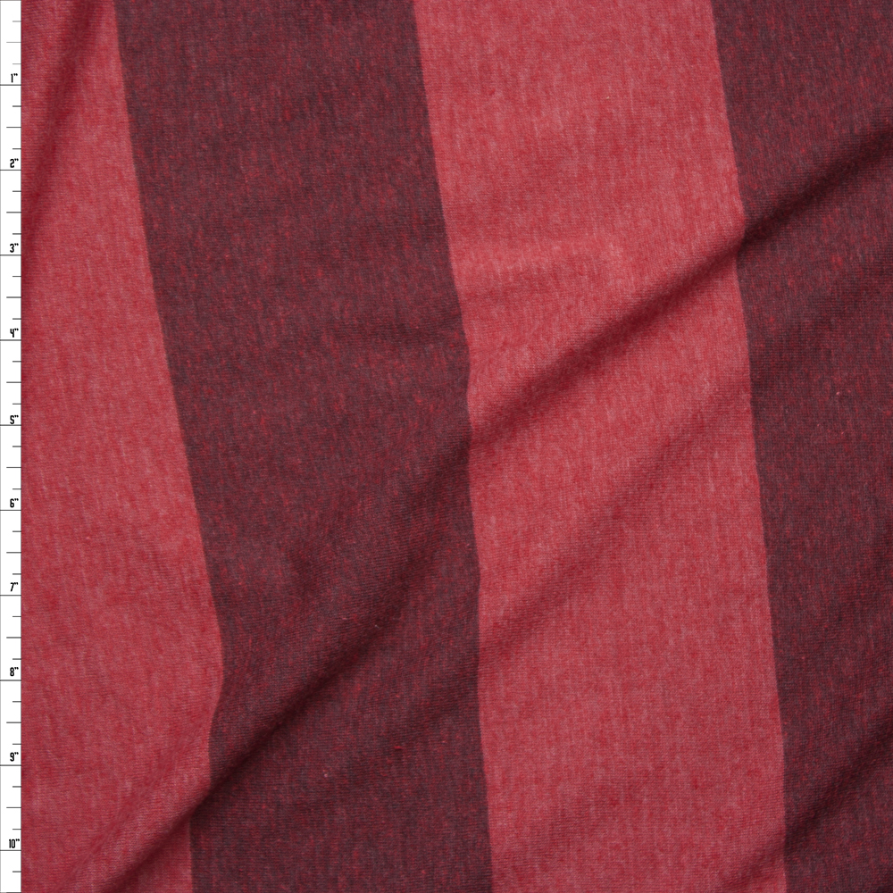 Brick Red Wide Stripe Lightweight Jersey Knit Fabric By The Yard