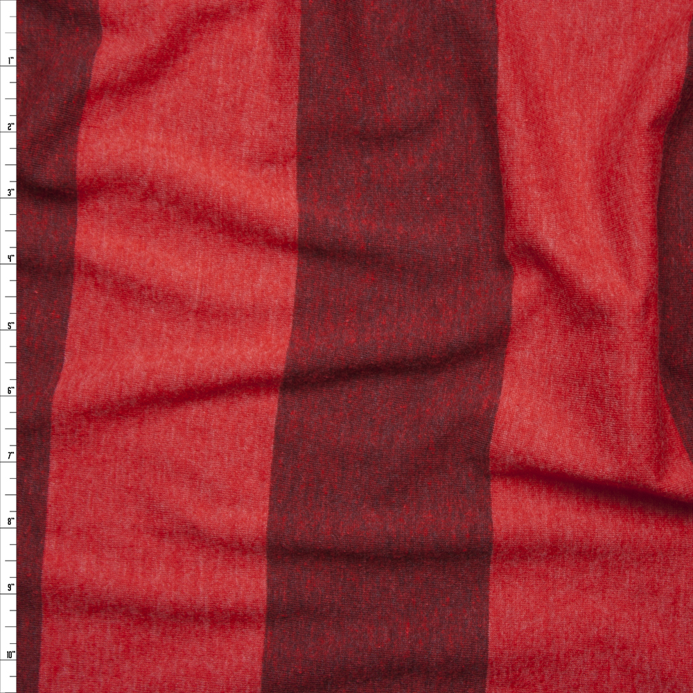 Red Wide Stripe Lightweight Jersey Knit Fabric By The Yard