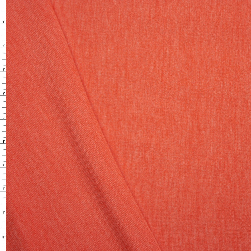 Tangerine Heather Lightweight Rayon French Terry Fabric By The Yard