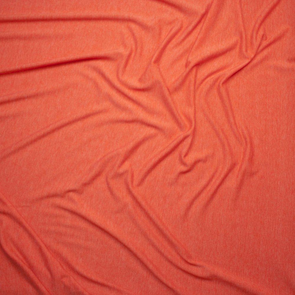 Tangerine Heather Lightweight Rayon French Terry Fabric By The Yard - Wide shot