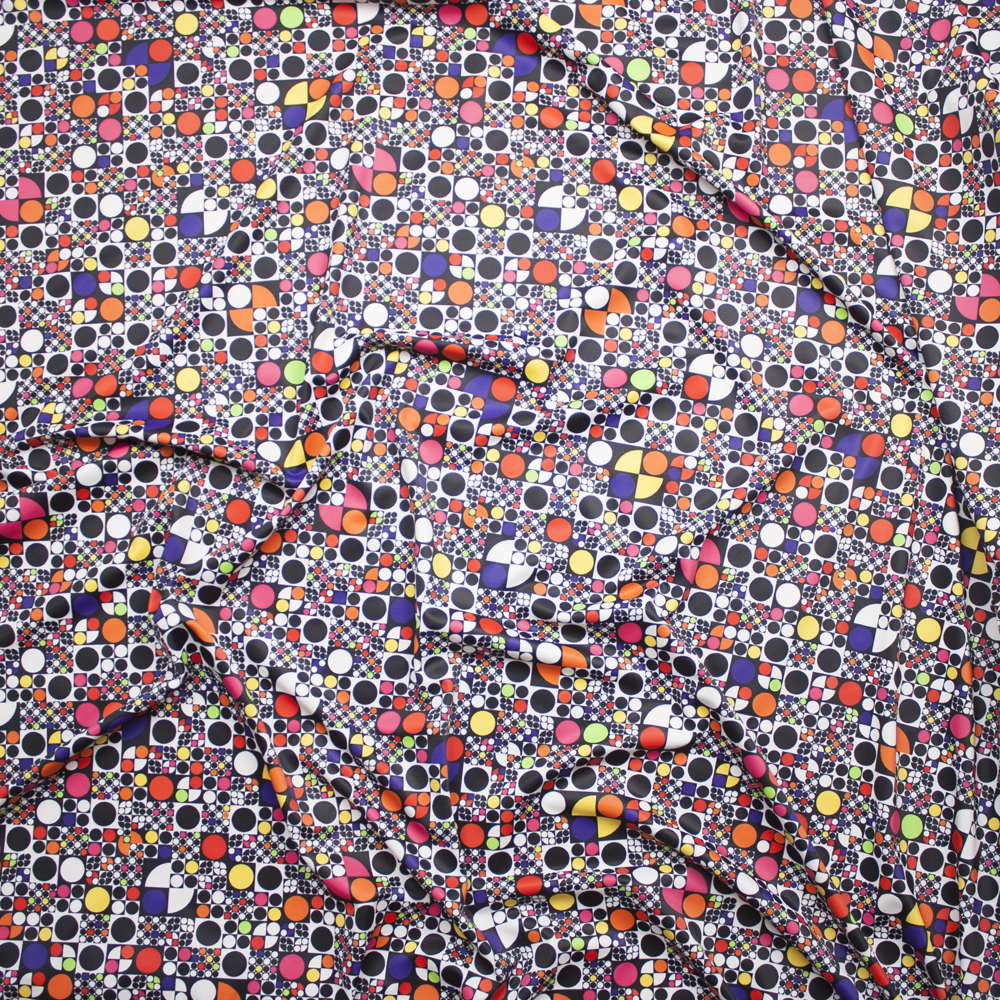 Multi Color Retro Geometric Spandex Print Fabric By The Yard - Wide shot