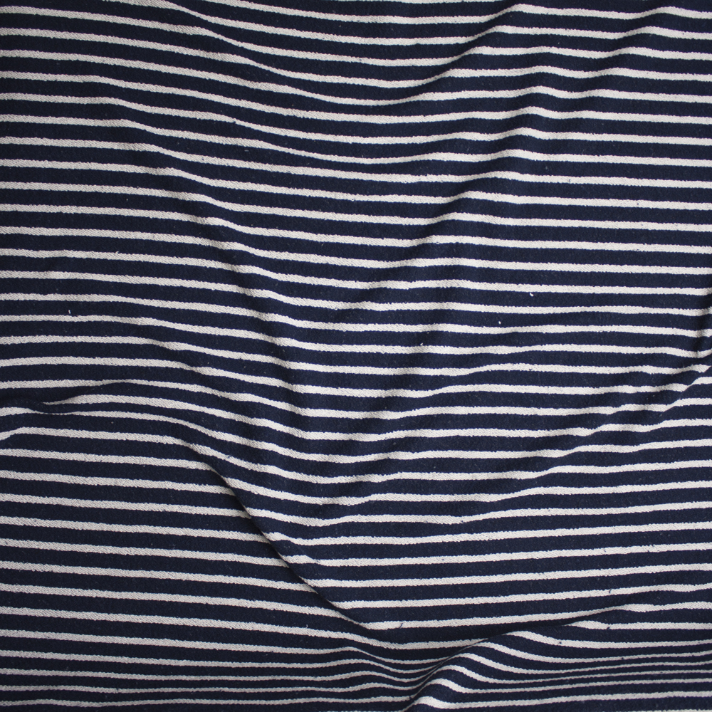Navy and Offwhite Soft Heavyweight French Terry from'Sol Angeles' Fabric By The Yard - Wide shot