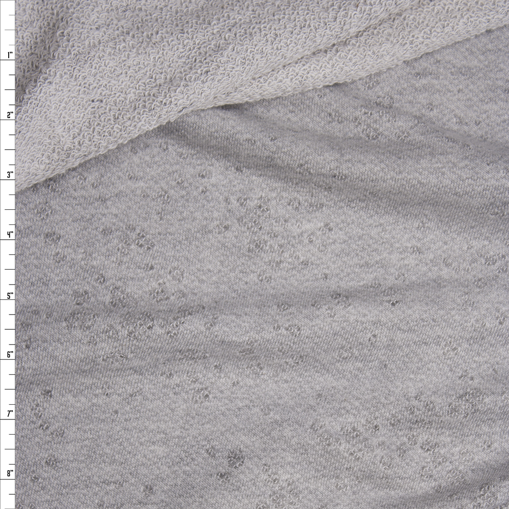 Light Grey Heather Distressed Midweight French Terry Fabric By The Yard