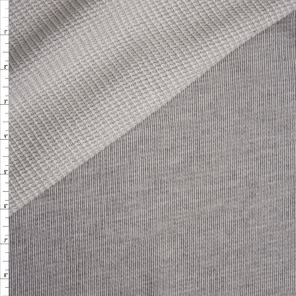 Designer Grey Lined Stretch Waffle Back Knit Fabric By The Yard