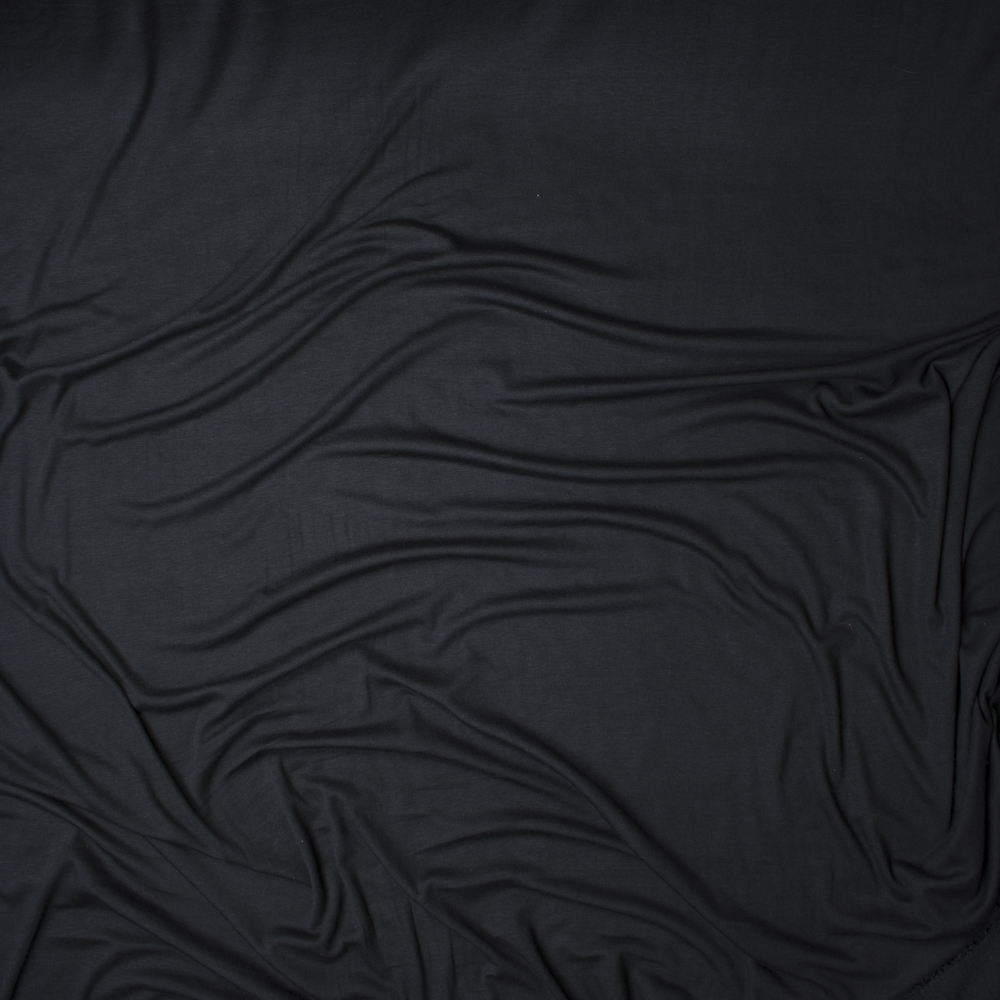 Black Modal/Lycra Stretch Micro Rib Knit Fabric By The Yard - Wide shot