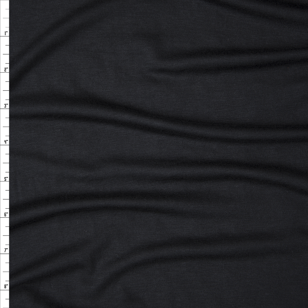 Black Modal/Lycra Stretch Micro Rib Knit Fabric By The Yard