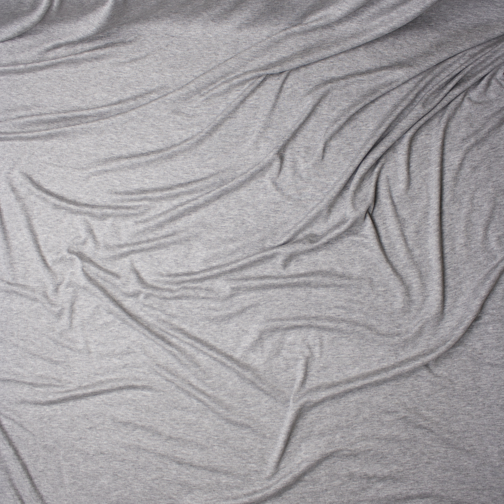 Heather Grey Modal/Lycra Stretch Micro Rib Knit Fabric By The Yard - Wide shot