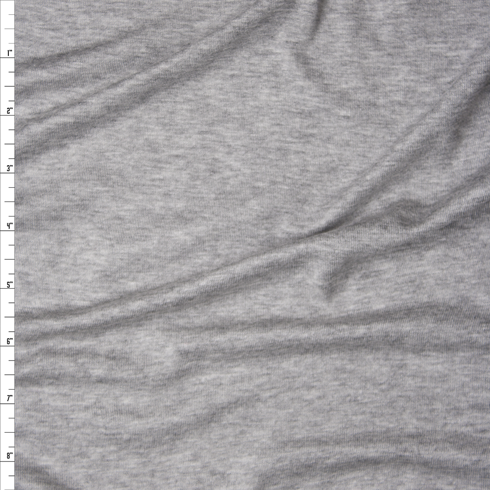 Heather Grey Modal/Lycra Stretch Micro Rib Knit Fabric By The Yard