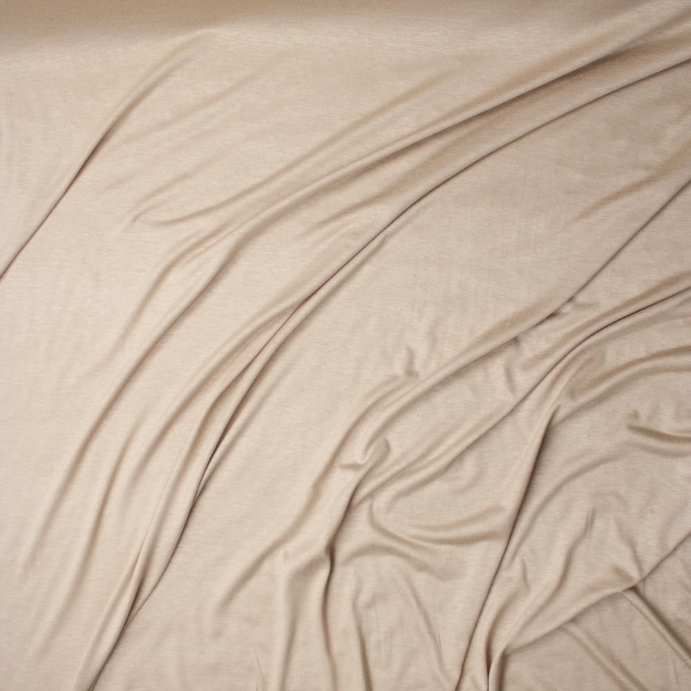Warm Tan Lightweight Stretch Rayon Jersey Knit Fabric By The Yard - Wide shot
