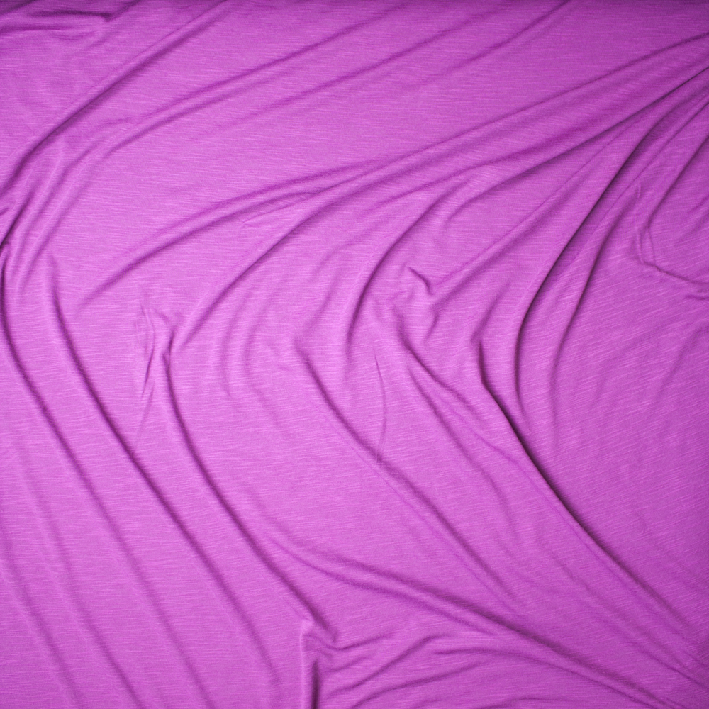 Fuchsia Slubbed Rayon Jersey Knit Fabric By The Yard - Wide shot