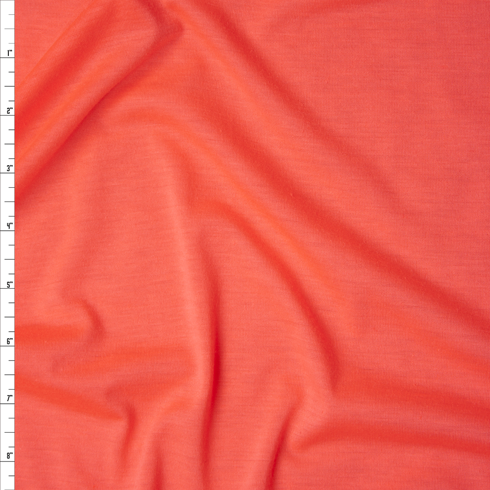 Neon Coral Lightweight Poly/Rayon Jersey Knit Fabric By The Yard