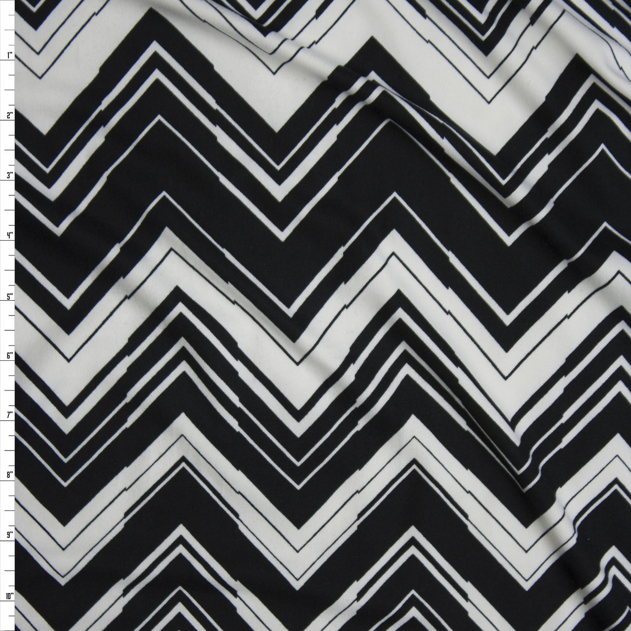 Black and White Chevron Pattern Double Brushed Poly/Spandex Knit Fabric By The Yard