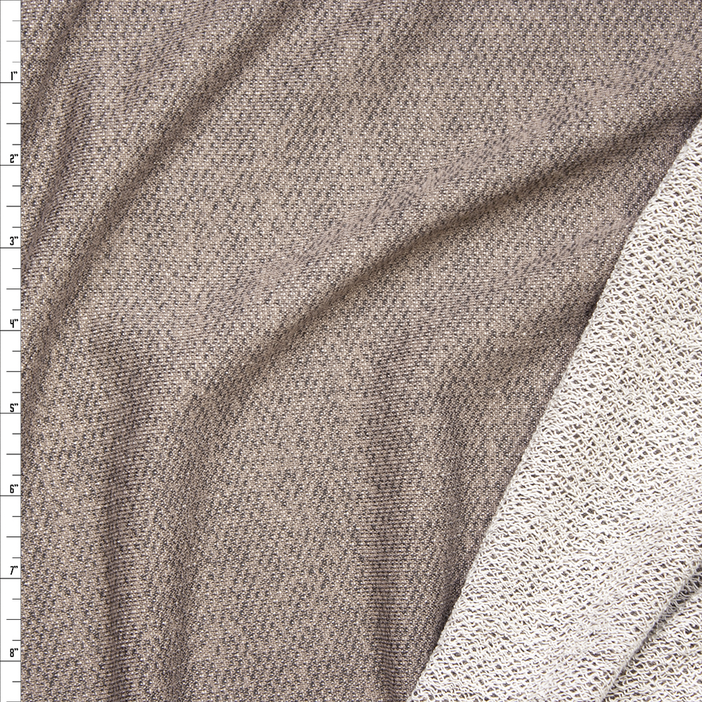 Taupe Mottled Soft French Terry Fabric By The Yard