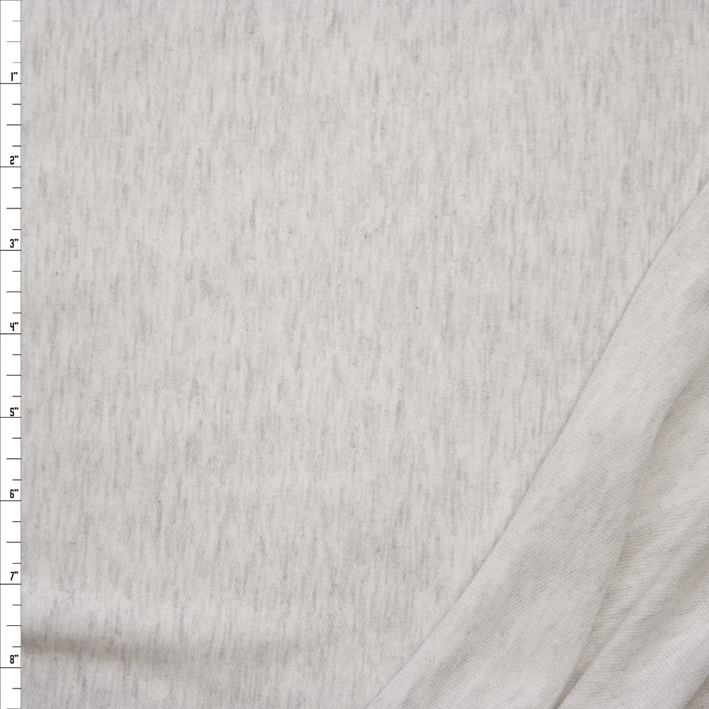 Pale Grey Heather Lightweight French Terry Fabric By The Yard