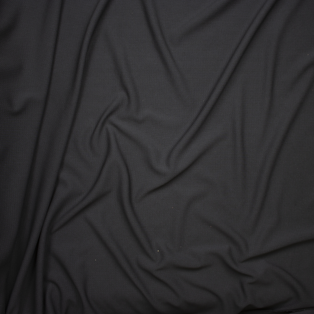 Solid Black Braided Texture Liverpool Knit Fabric By The Yard - Wide shot