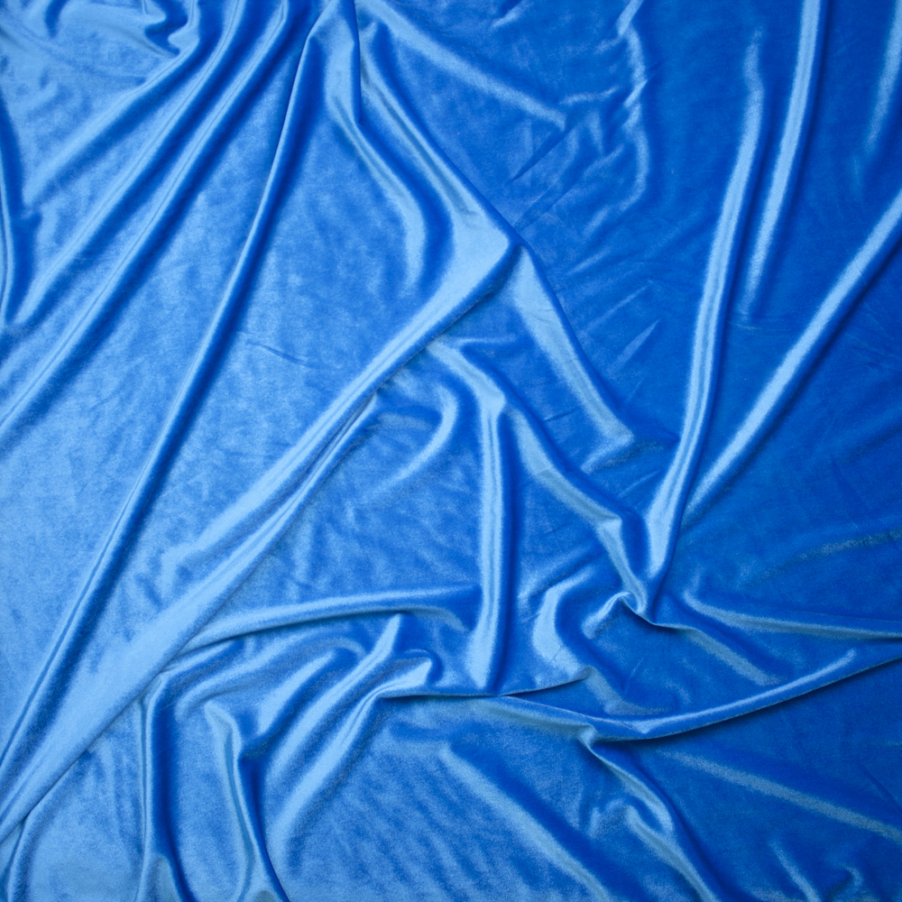 Turquoise 4-way Stretch Velvet Fabric By The Yard - Wide shot