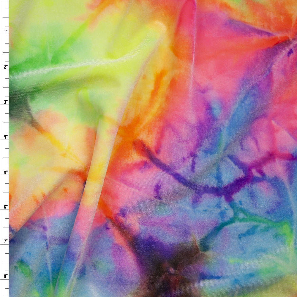Tie Dye 4-way Stretch Velvet Fabric By The Yard