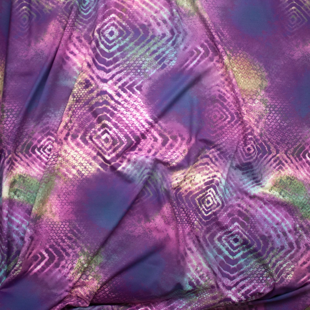 Plum Abstract Diamonds and Scales Nylon/Lycra Fabric By The Yard - Wide shot