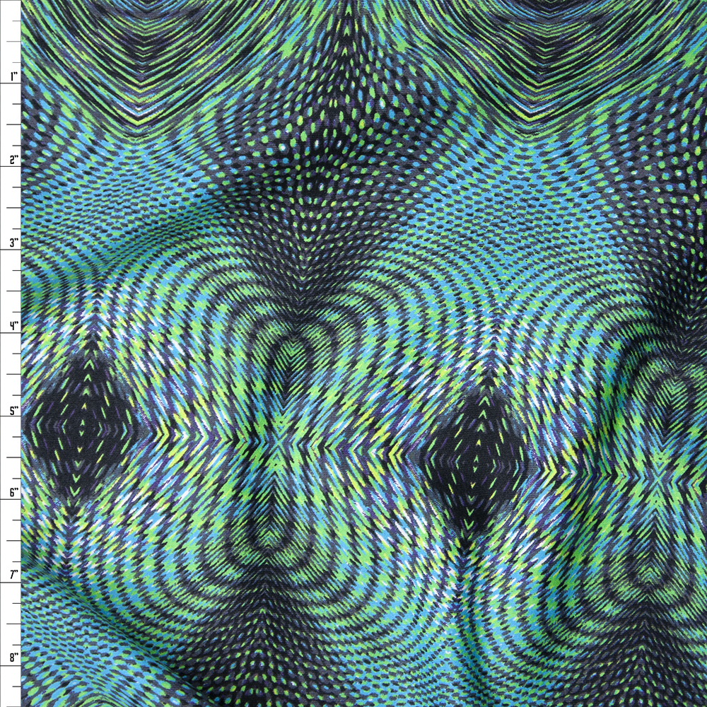 Lime and Turquoise Kaleidoscope Nylon/Lycra  Fabric By The Yard
