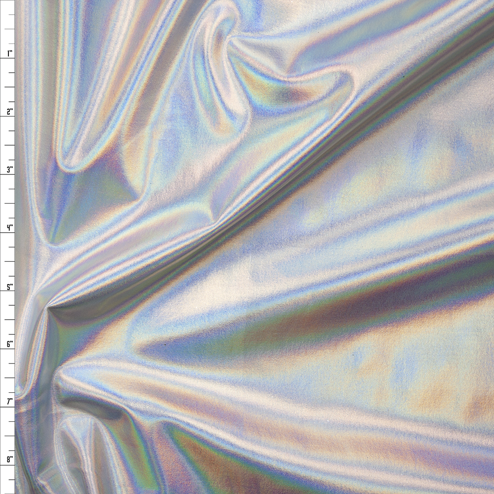 Premium Silver Iridescent Lycra Lame Fabric By The Yard