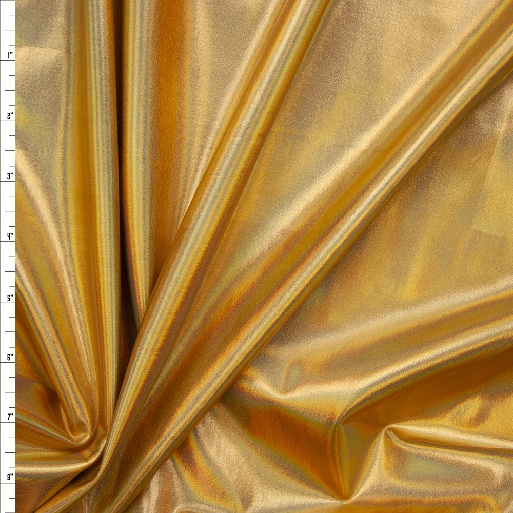 Premium Gold Iridescent Lycra Lame Fabric By The Yard