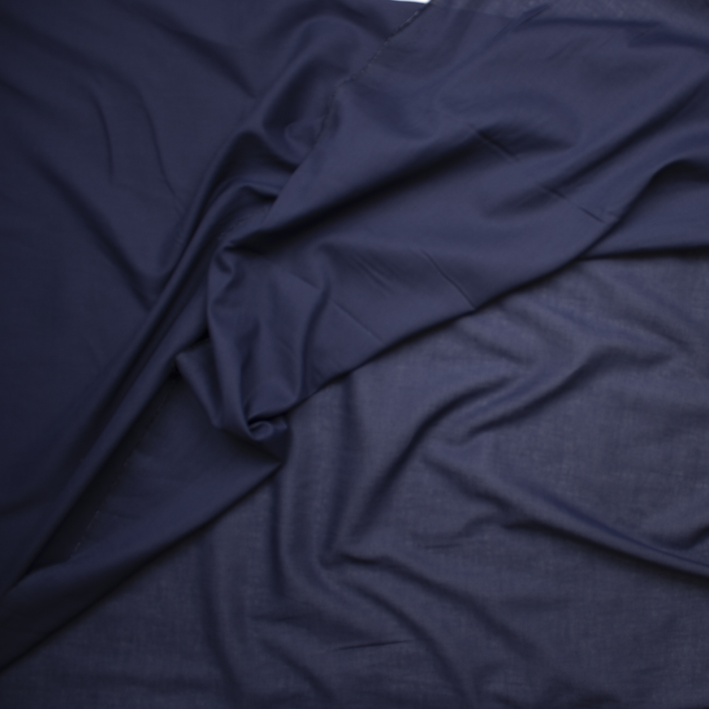 Navy Blue Cotton Lawn Fabric By The Yard - Wide shot