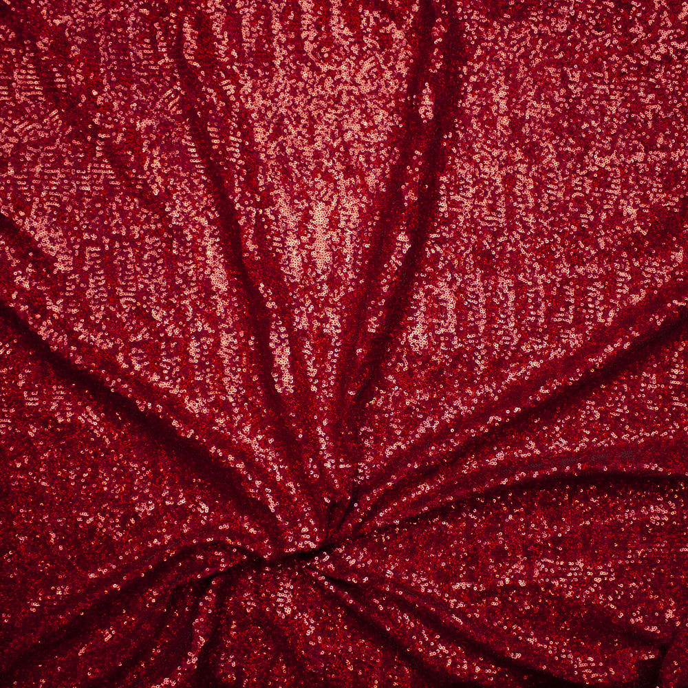 Red Holographic 4-way Stretch Micro Sequin Fabric Fabric By The Yard - Wide shot