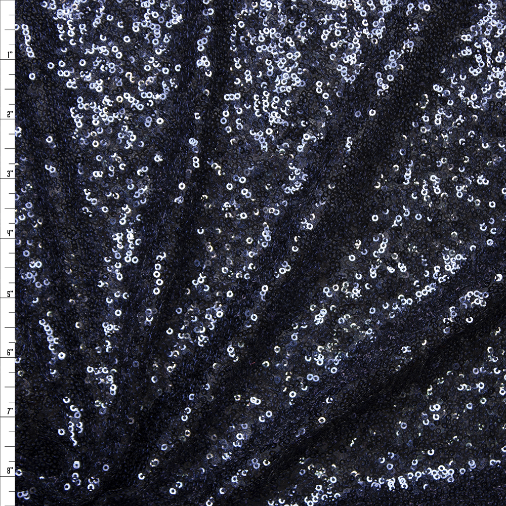 Navy Blue Micro Sequin Fabric Fabric By The Yard