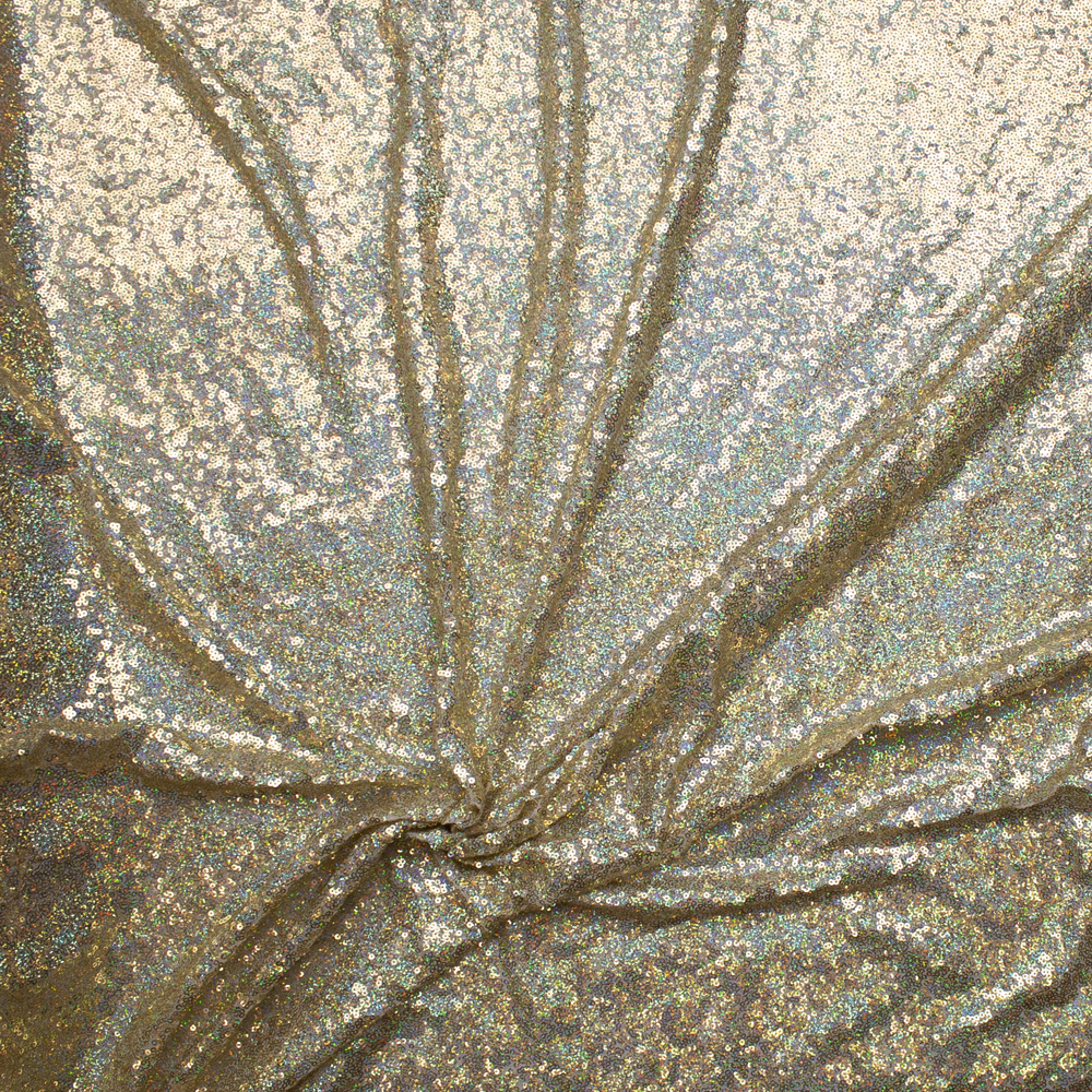 Holographic Light Gold Micro Sequin Fabric Fabric By The Yard - Wide shot