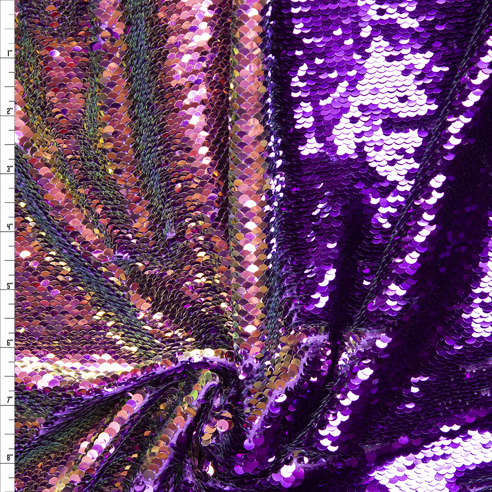 Purple and Iridescent Reversible Sequin Fabric Fabric By The Yard