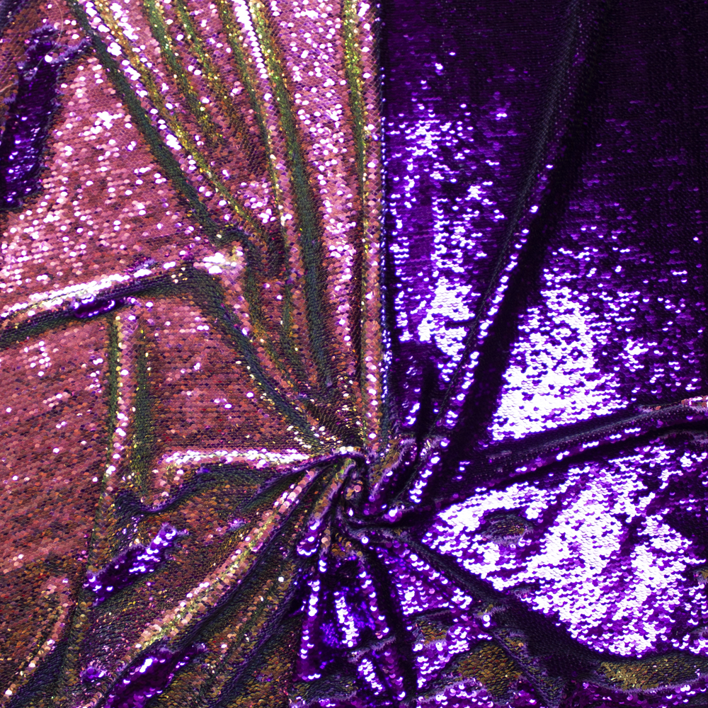 Purple and Iridescent Reversible Sequin Fabric Fabric By The Yard - Wide shot