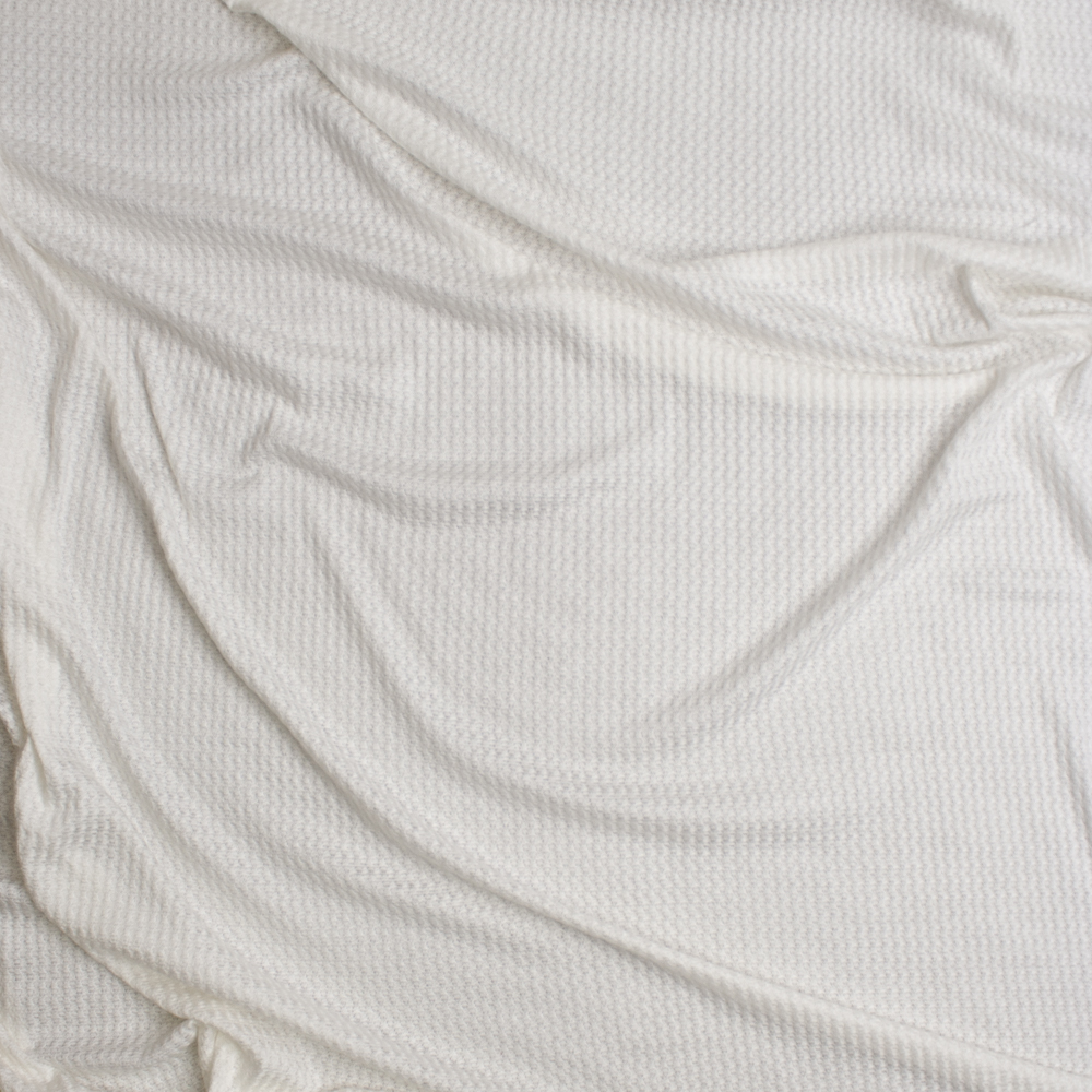 Warm White Soft Waffle Knit Fabric By The Yard - Wide shot