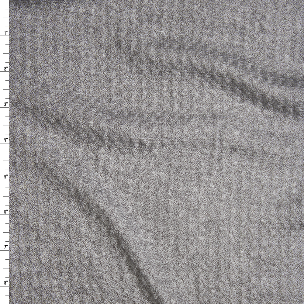 Heather Grey Soft Waffle Knit Fabric By The Yard