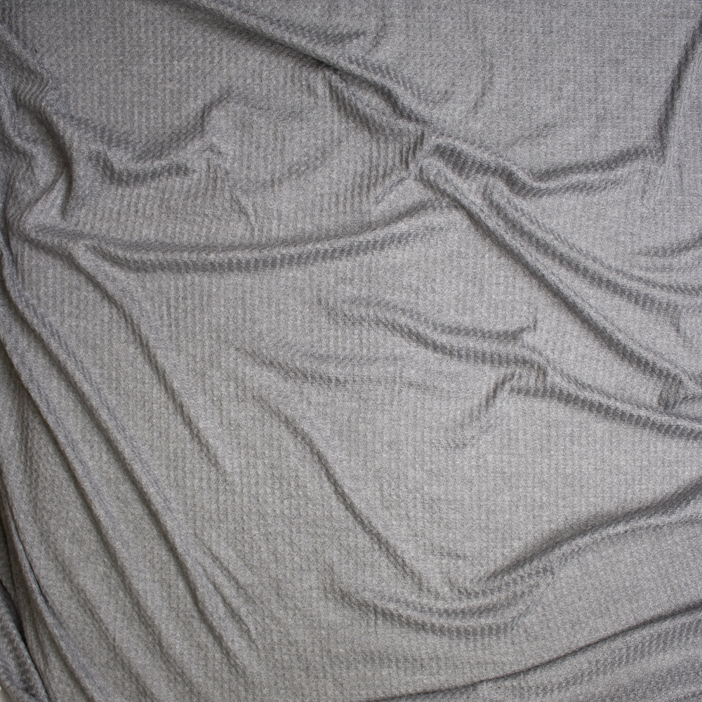 Heather Grey Soft Waffle Knit Fabric By The Yard - Wide shot
