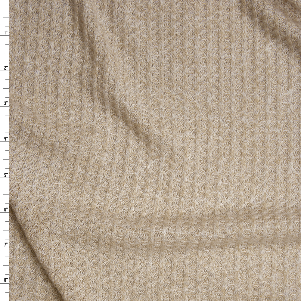 Oatmeal Brushed Soft Waffle Knit Fabric By The Yard