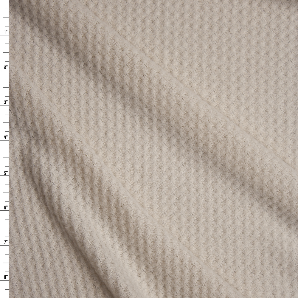Oatmeal Brushed Soft Waffle Knit Fabric By The Yard