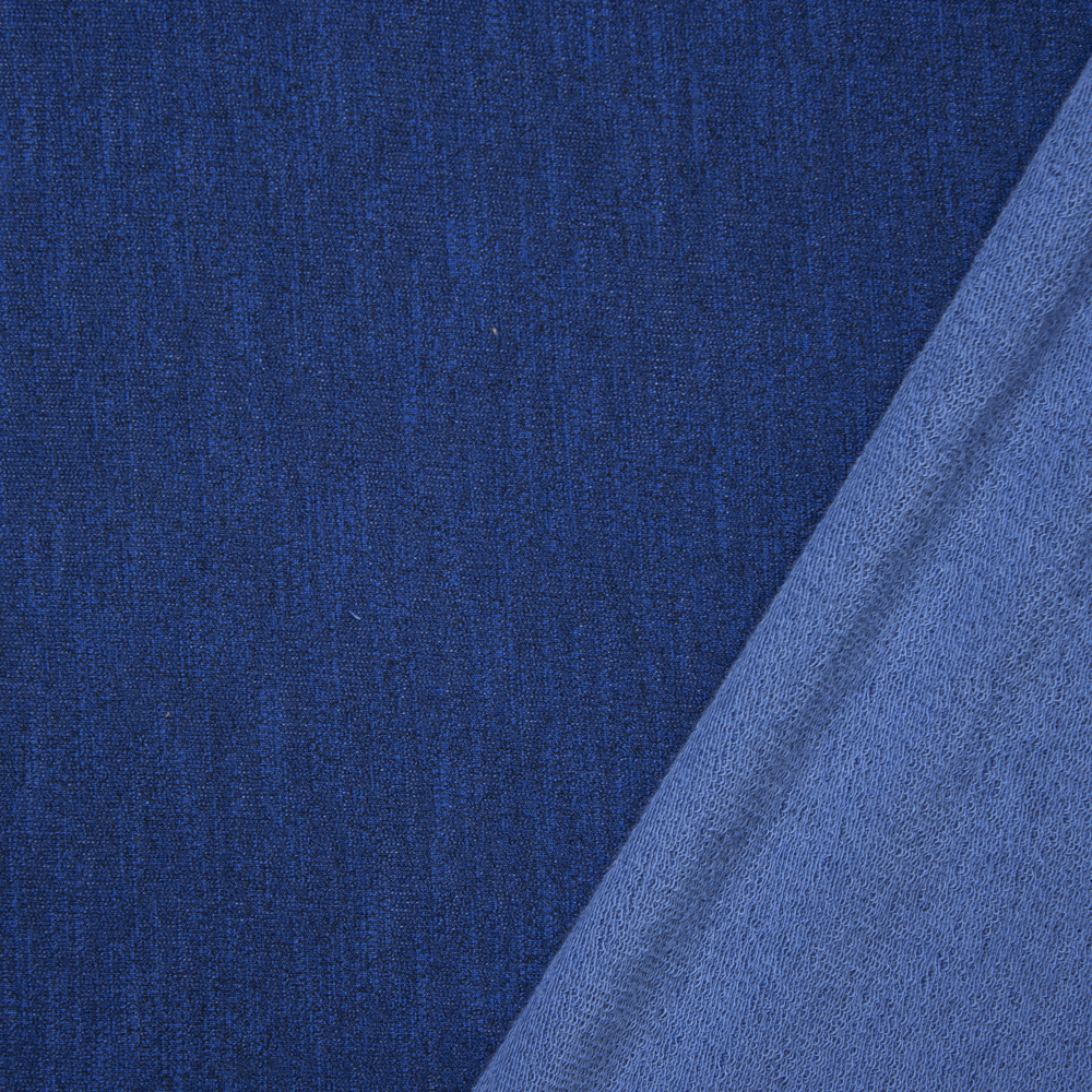 Royal Blue Heather Stretch French Terry Fabric By The Yard - Wide shot