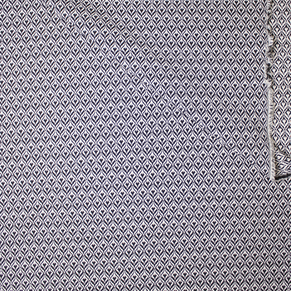 Black and Offwhite Diamond Pattern Stretch Midweight Suiting Fabric By The Yard - Wide shot