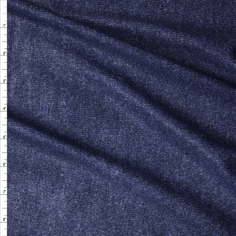 Blue Gloss Denim Look Nylon/Spandex Print Fabric By The Yard
